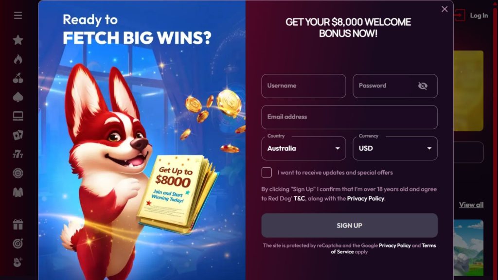 Red Dog signup