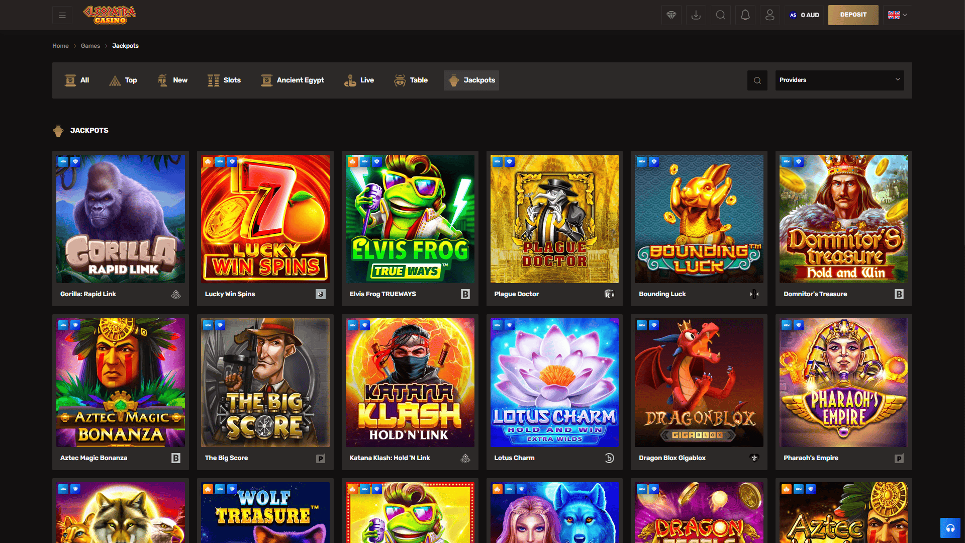 Cleopatra Casino - Jackpots