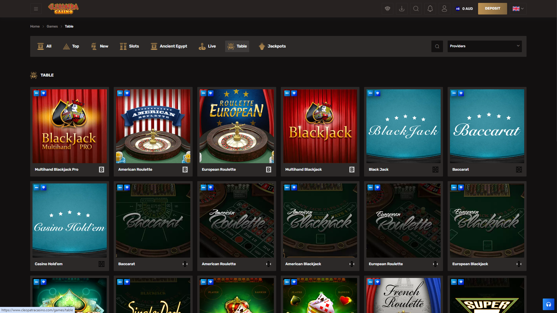 Cleopatra Casino - Table Games