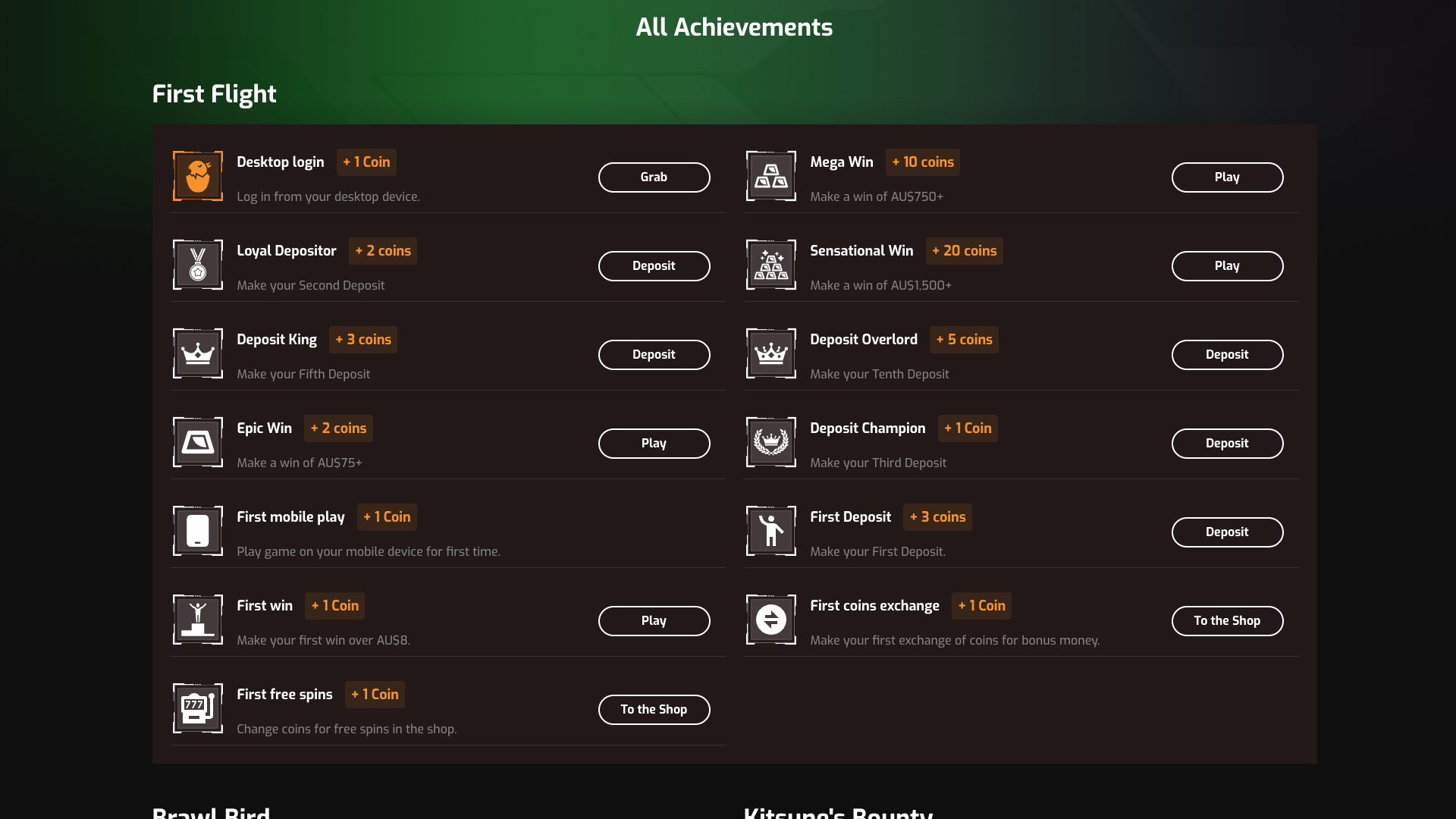 Hugo Casino Achievements