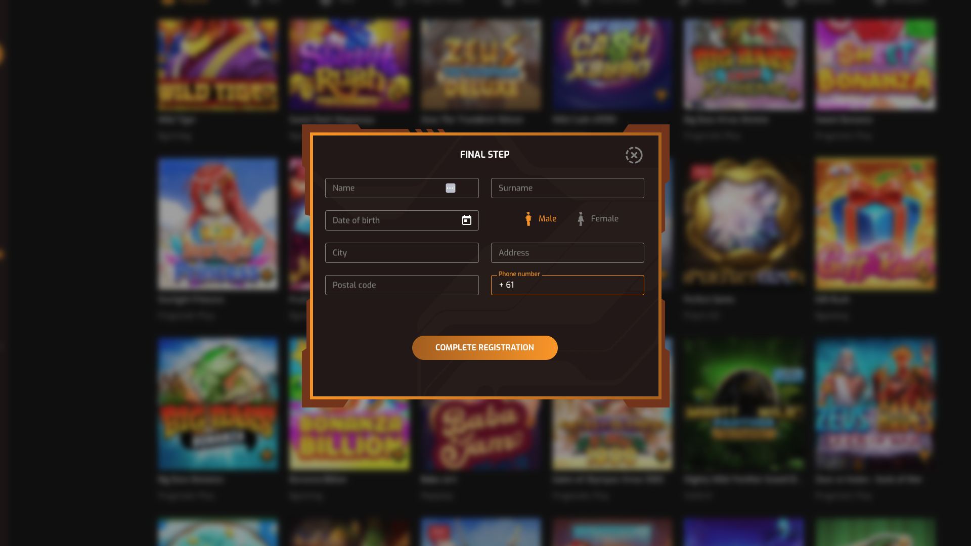 Hugo Casino Sign Up Form 2