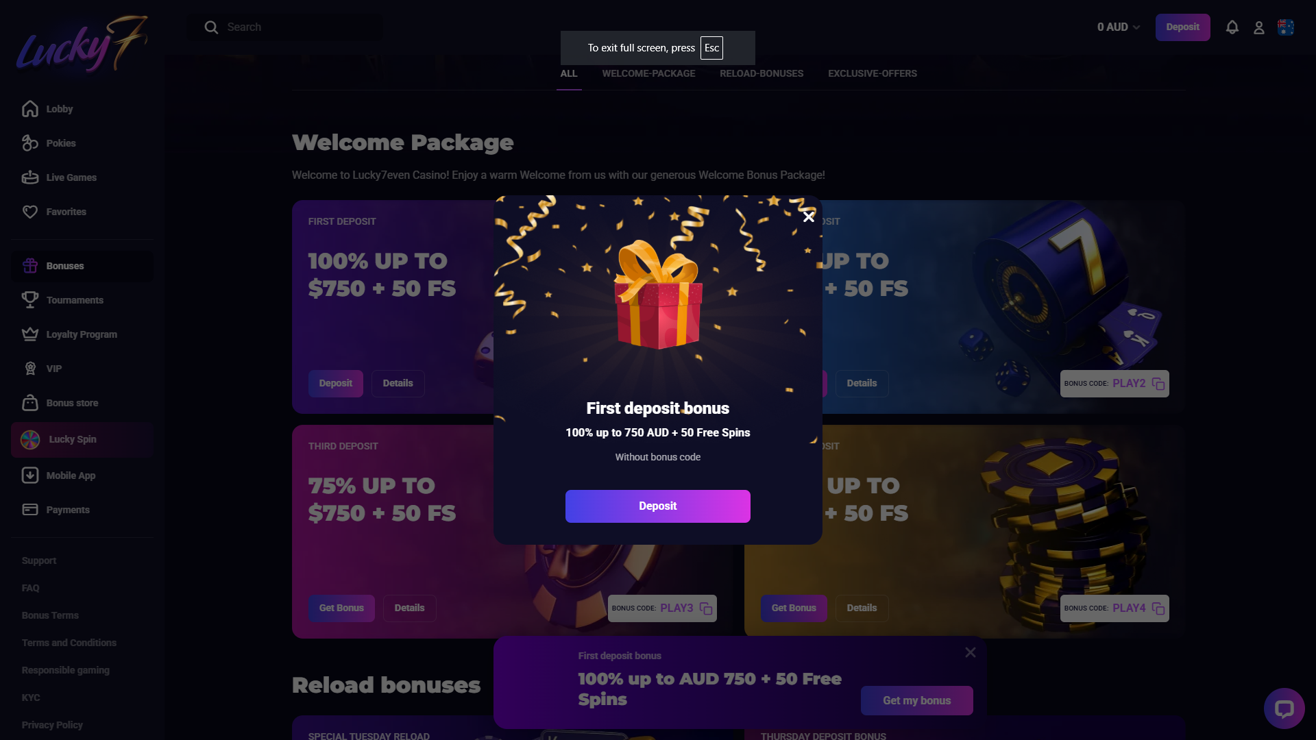 Lucky7even Casino Registration