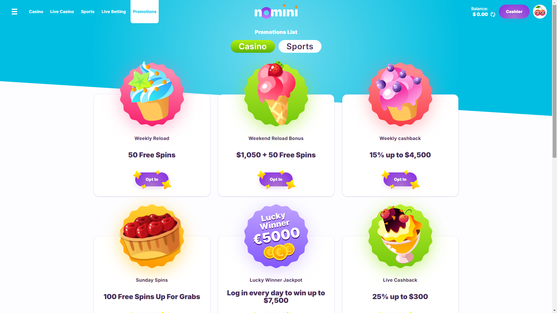 Nomini Casino Promotions