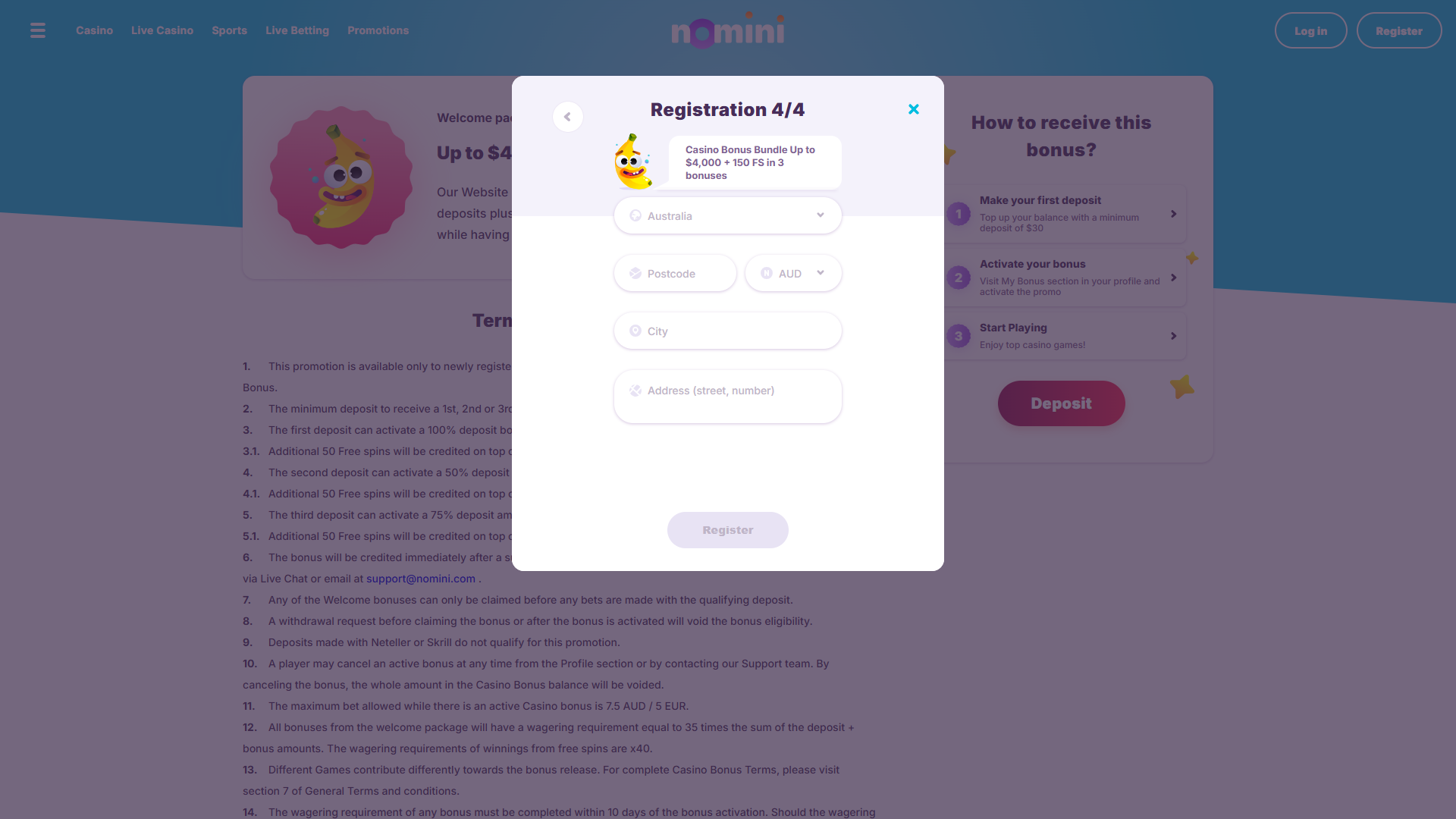 Nomini Casino - Registration 4
