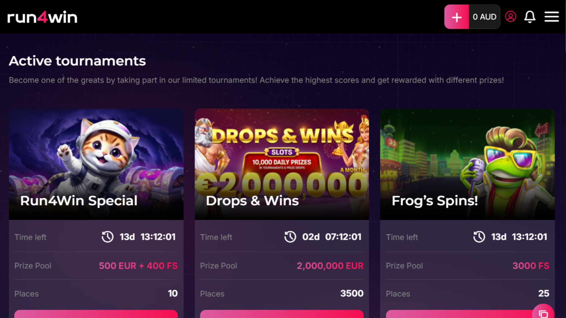 Run4Win tournaments