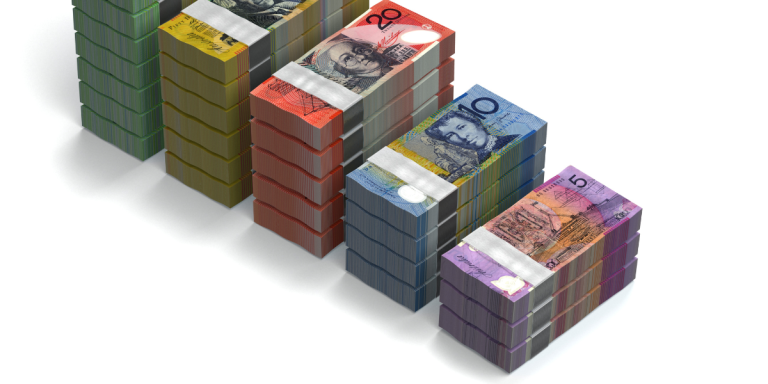 Stacks of Australian currency