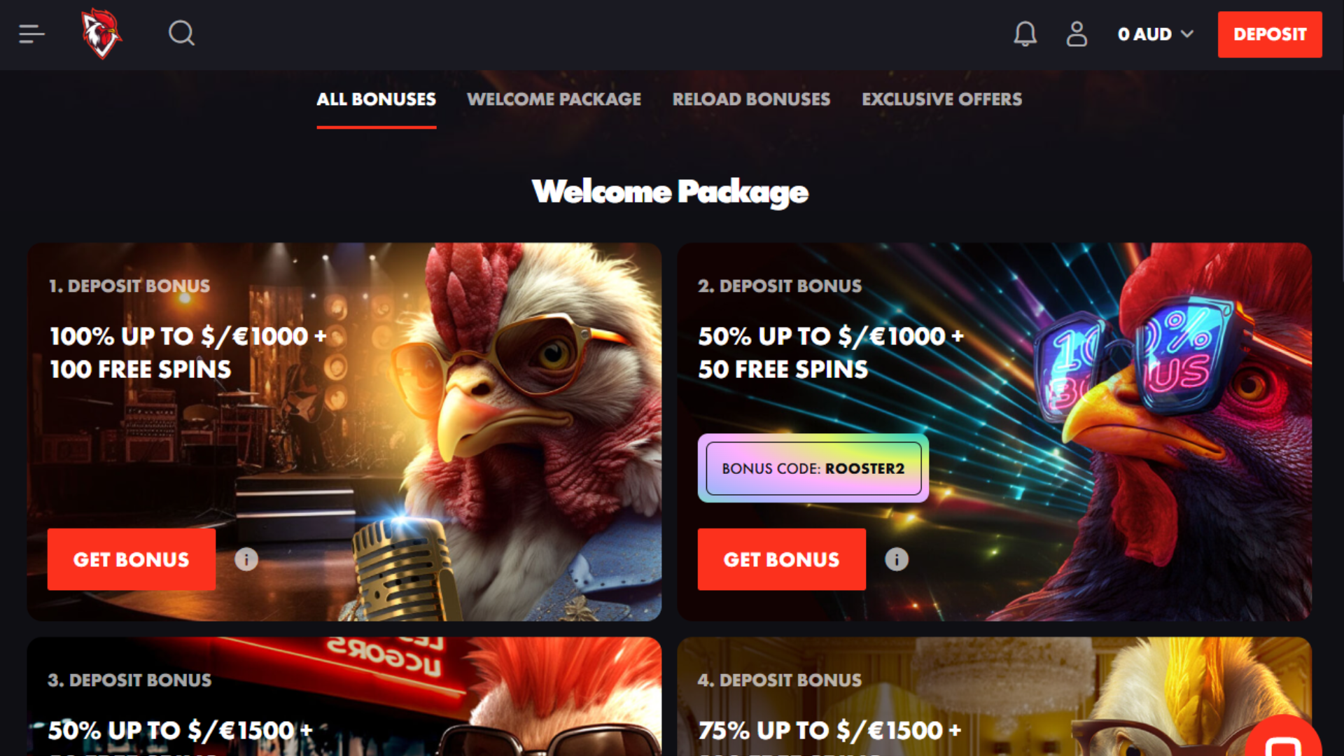 Rooster Bet Bonuses