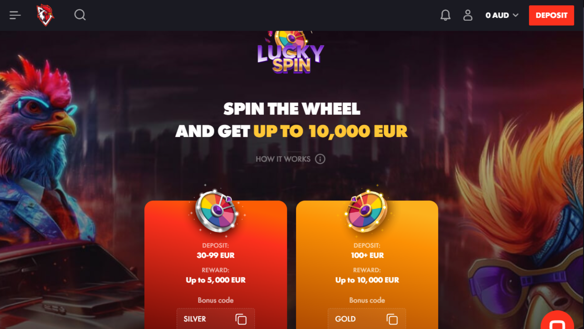 Rooster Bet Lucky spins