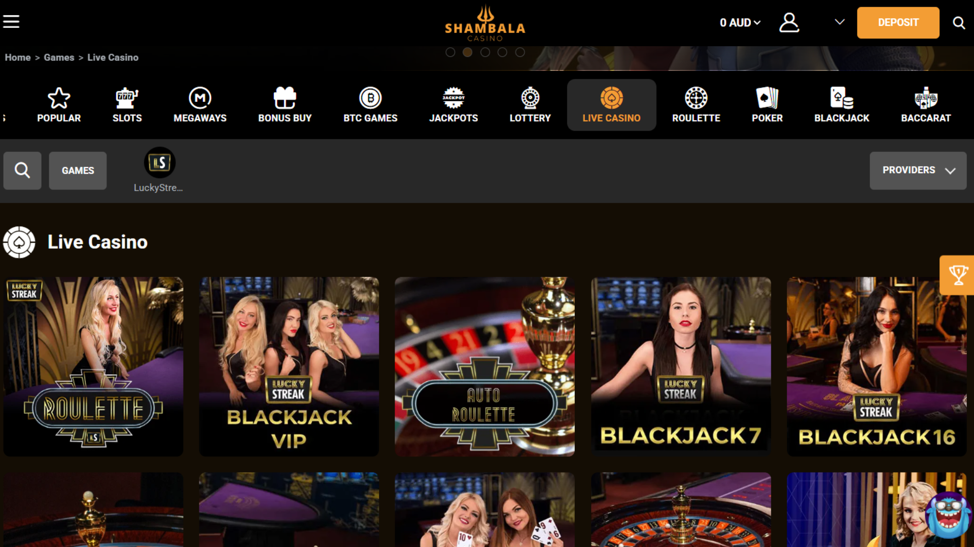 Shambala live dealers