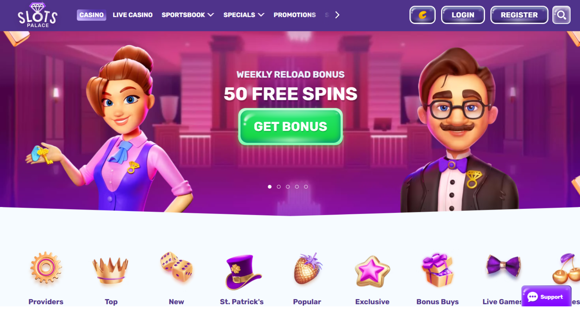 Slots Palace Homepage