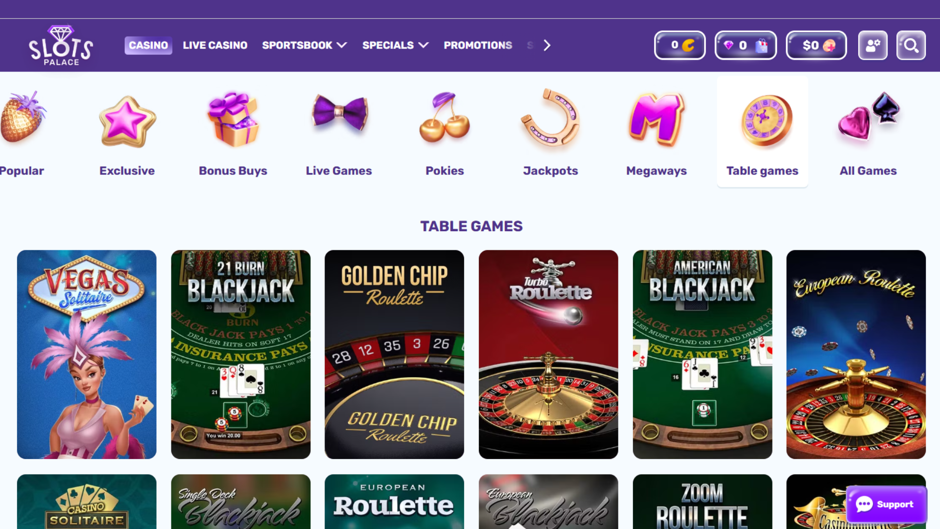 Slots Palace Table Games