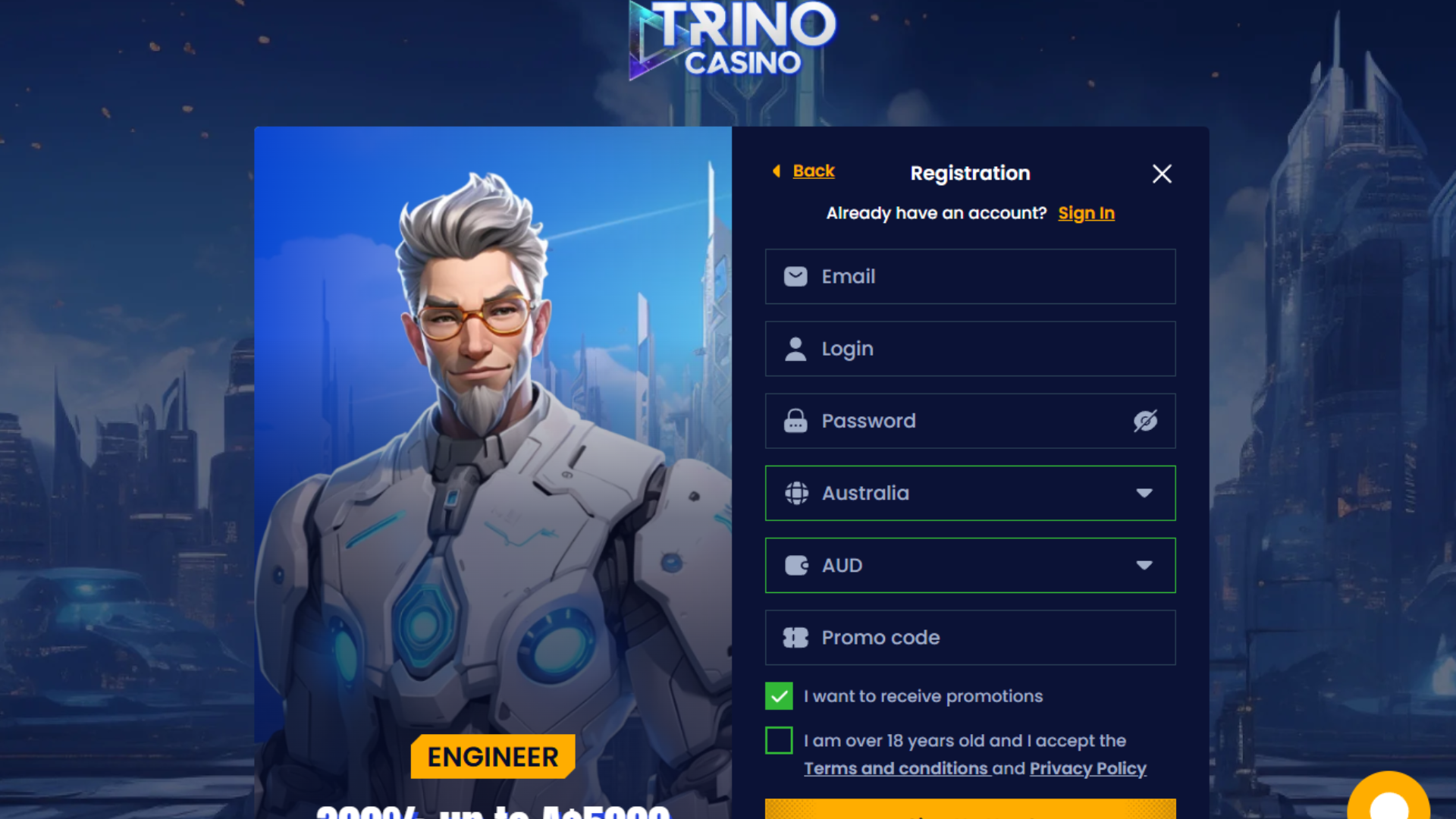 Trino signup