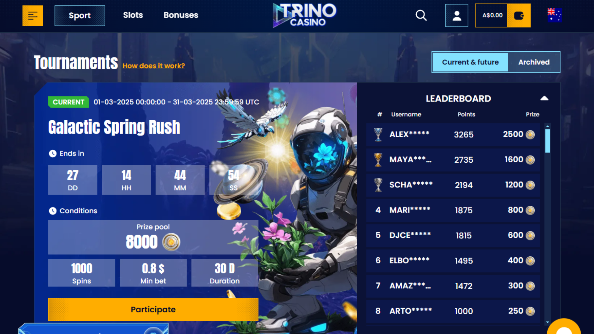 Trino tournaments