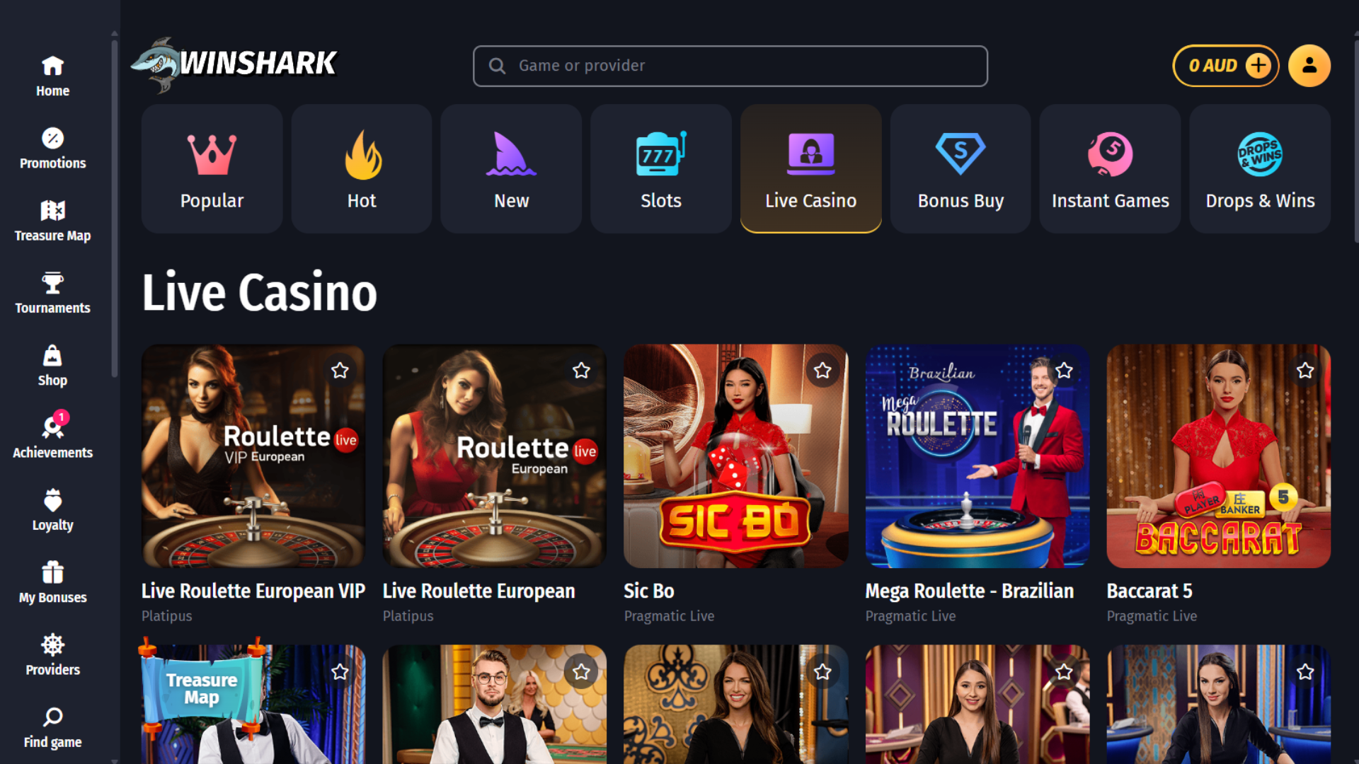 WinShark Live Games