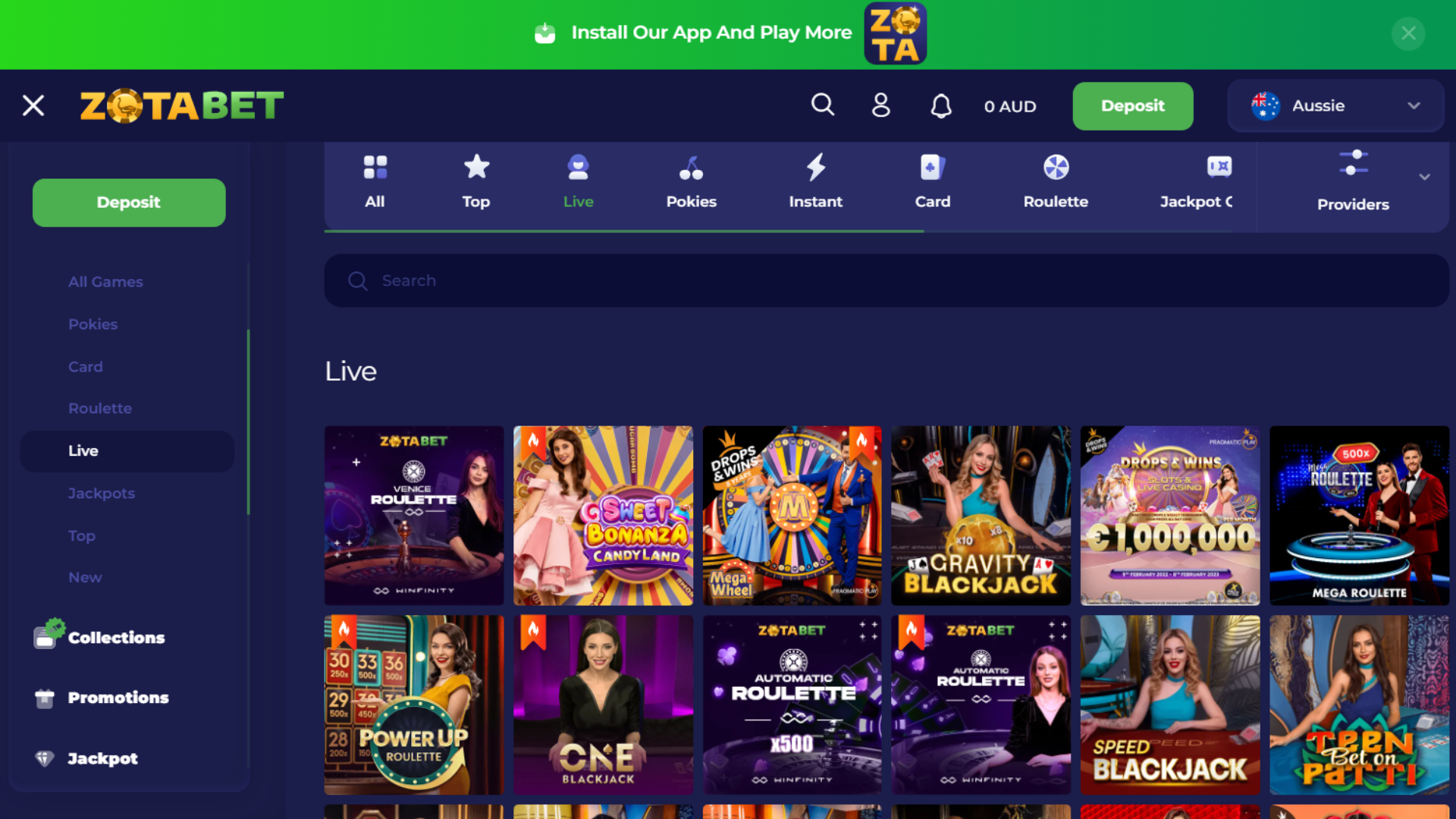 Zotabet Live Dealer games