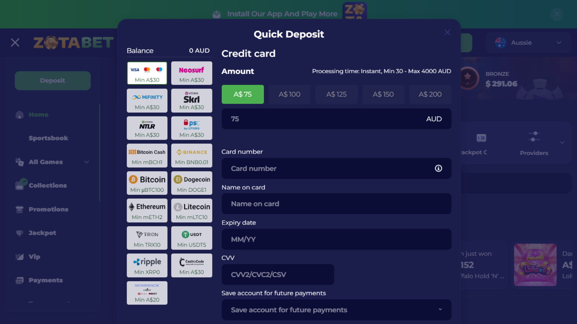 Zotabet Wallet