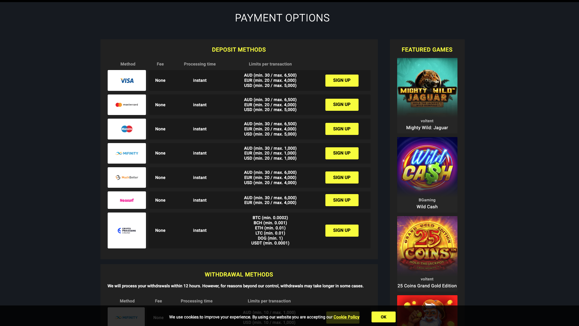 parimatch payment methods