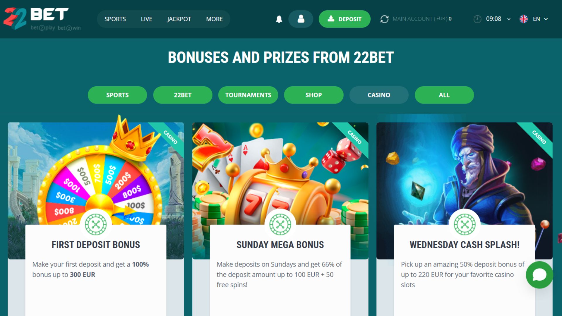 22Bet promotions
