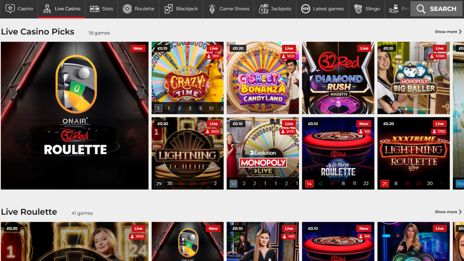 32Red live dealer
