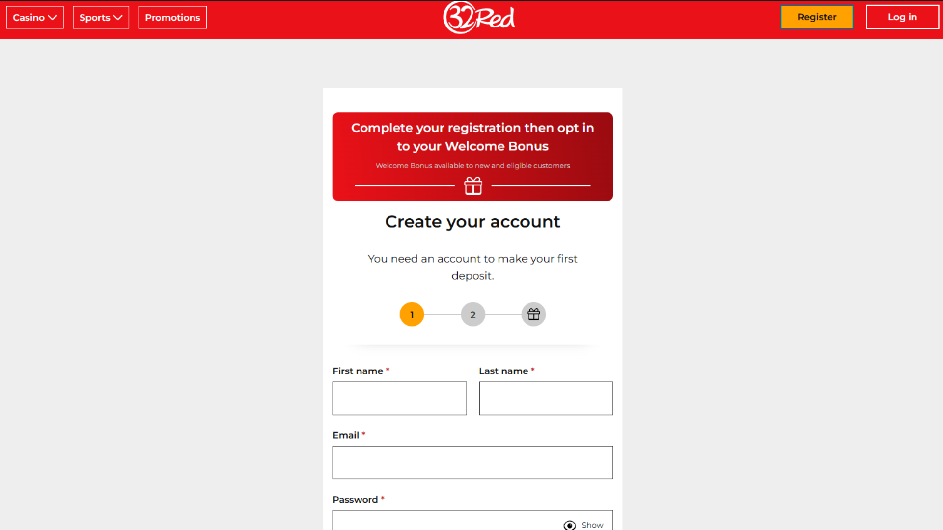 32Red signup