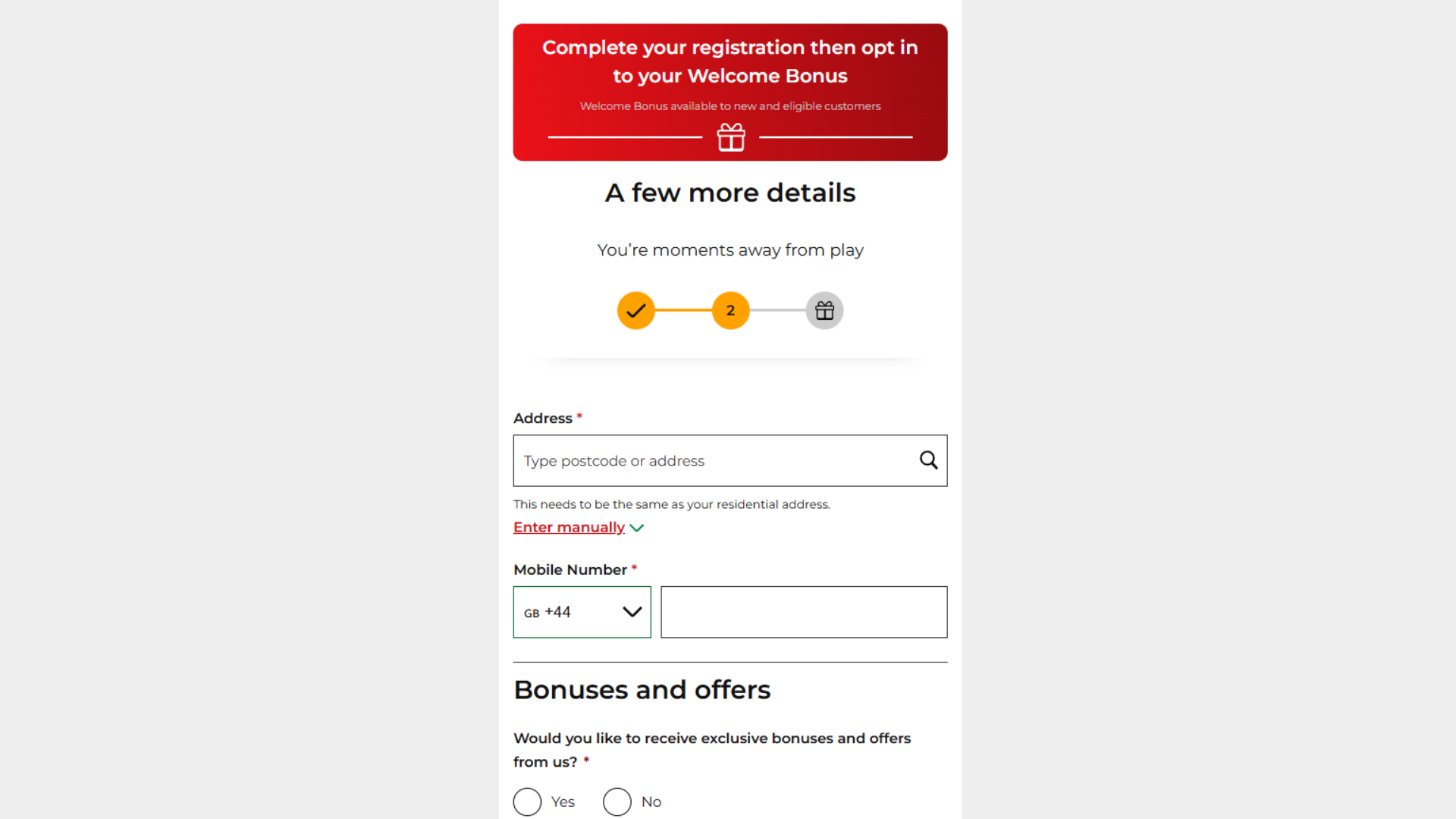 32Red signup 2
