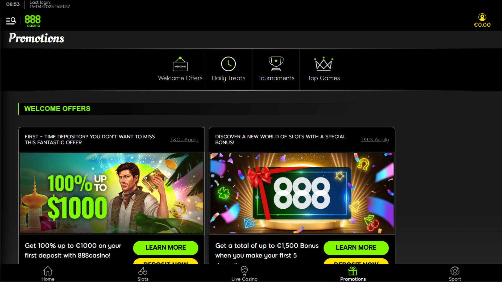 888 Casino promos