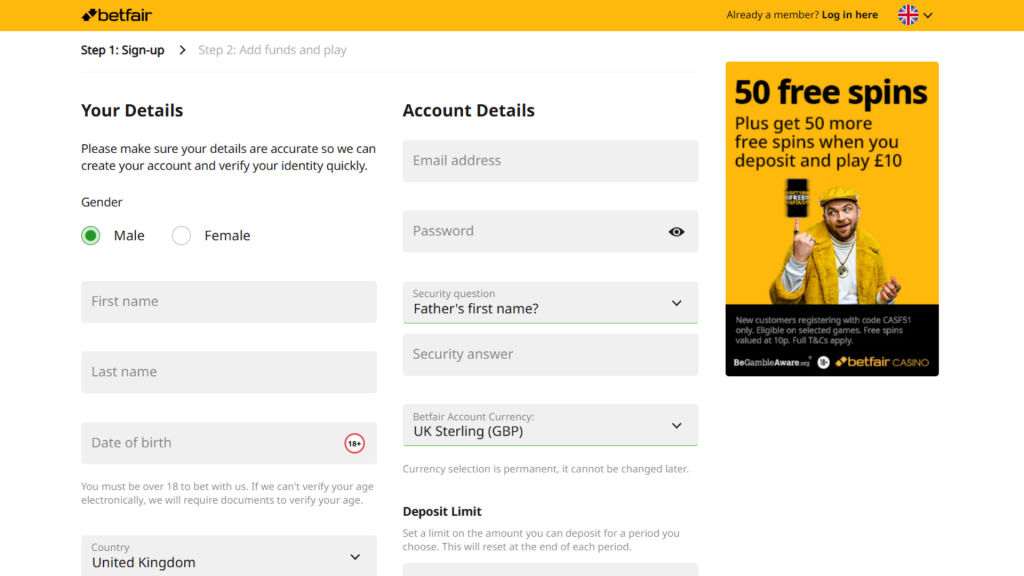 Betfair Signup