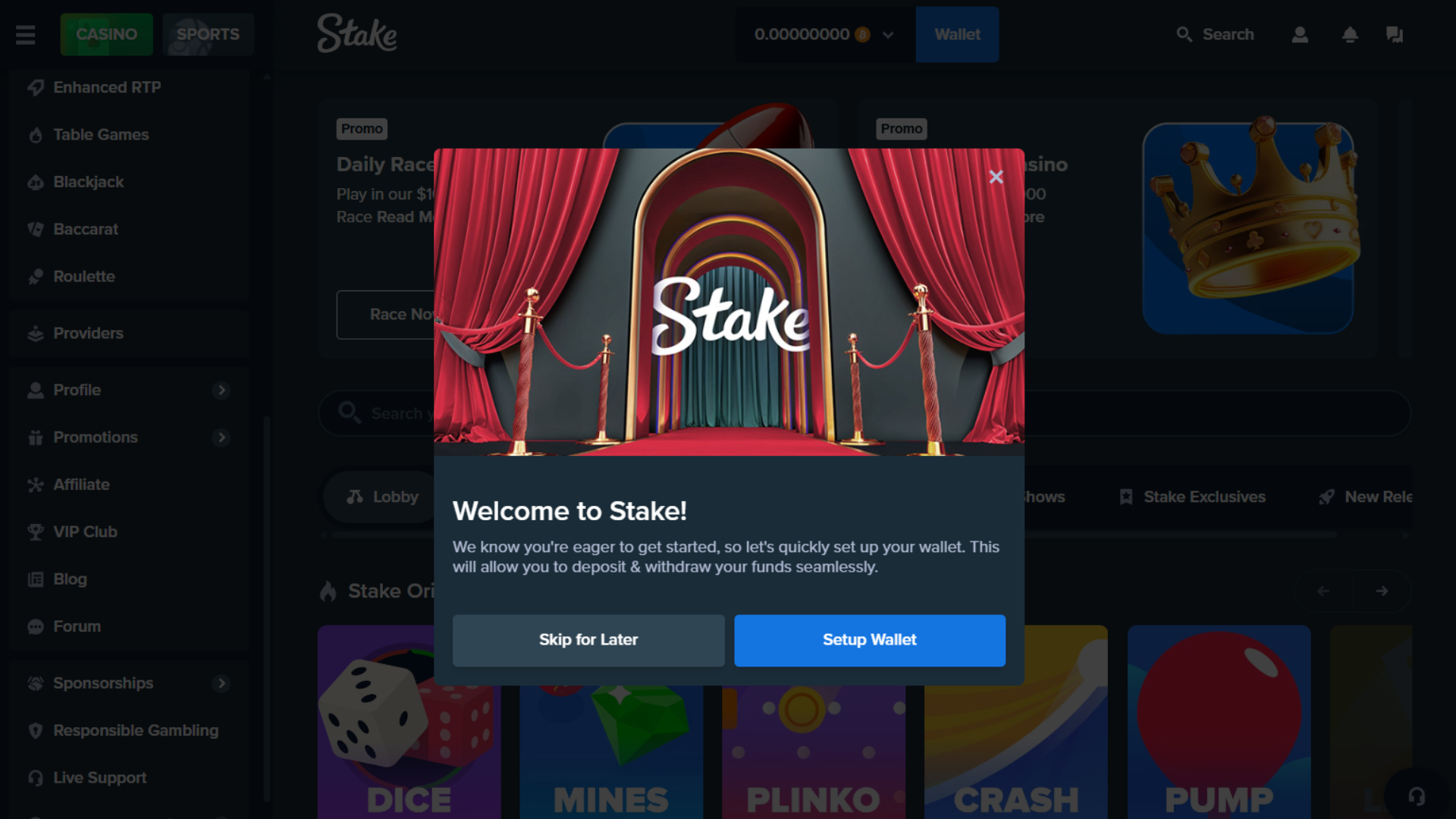Stake.com casino signup