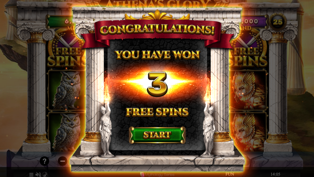 athena's glory hold and hit - 3 free spins