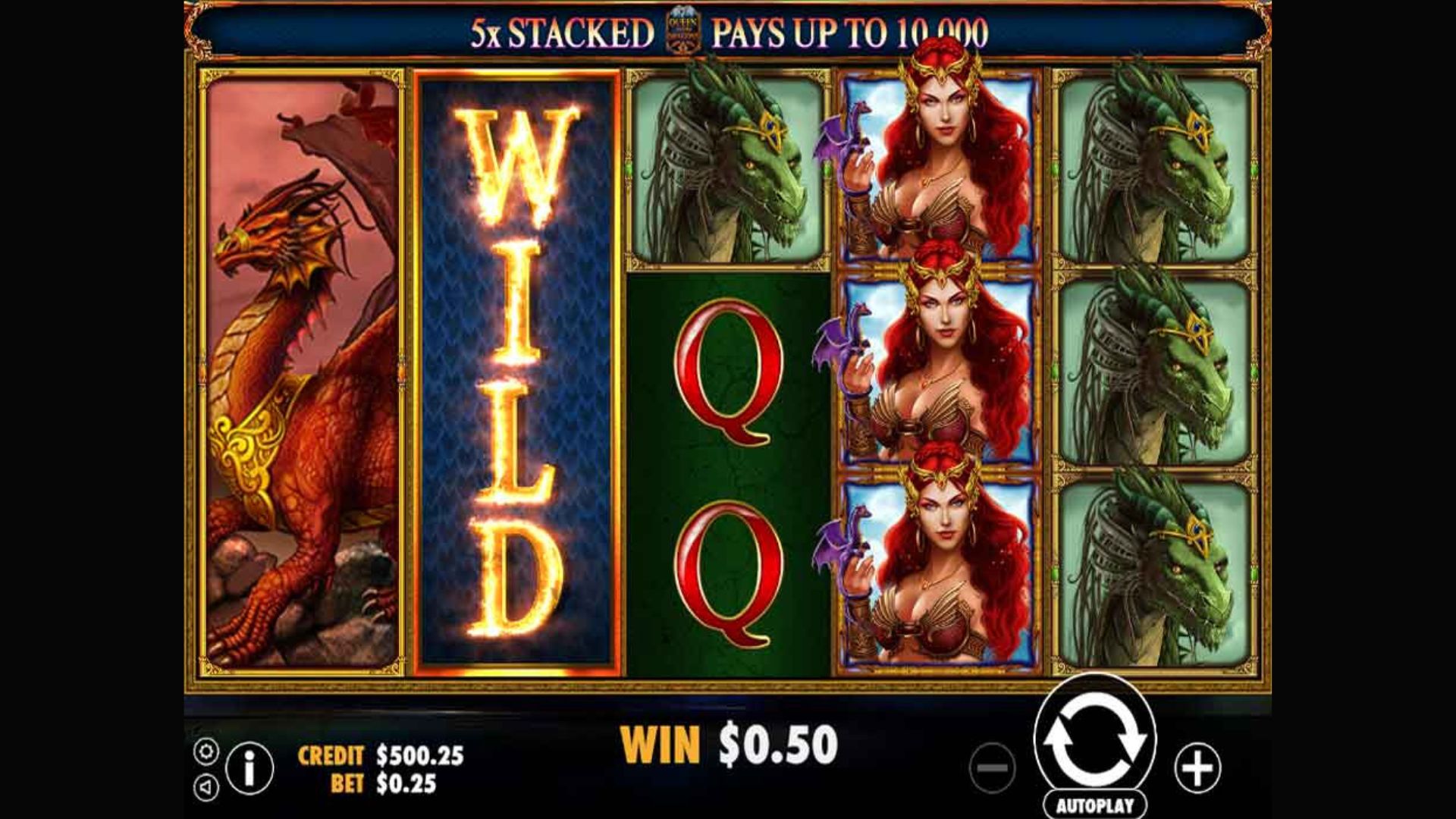 Queen and the Dragons pokie screenshot