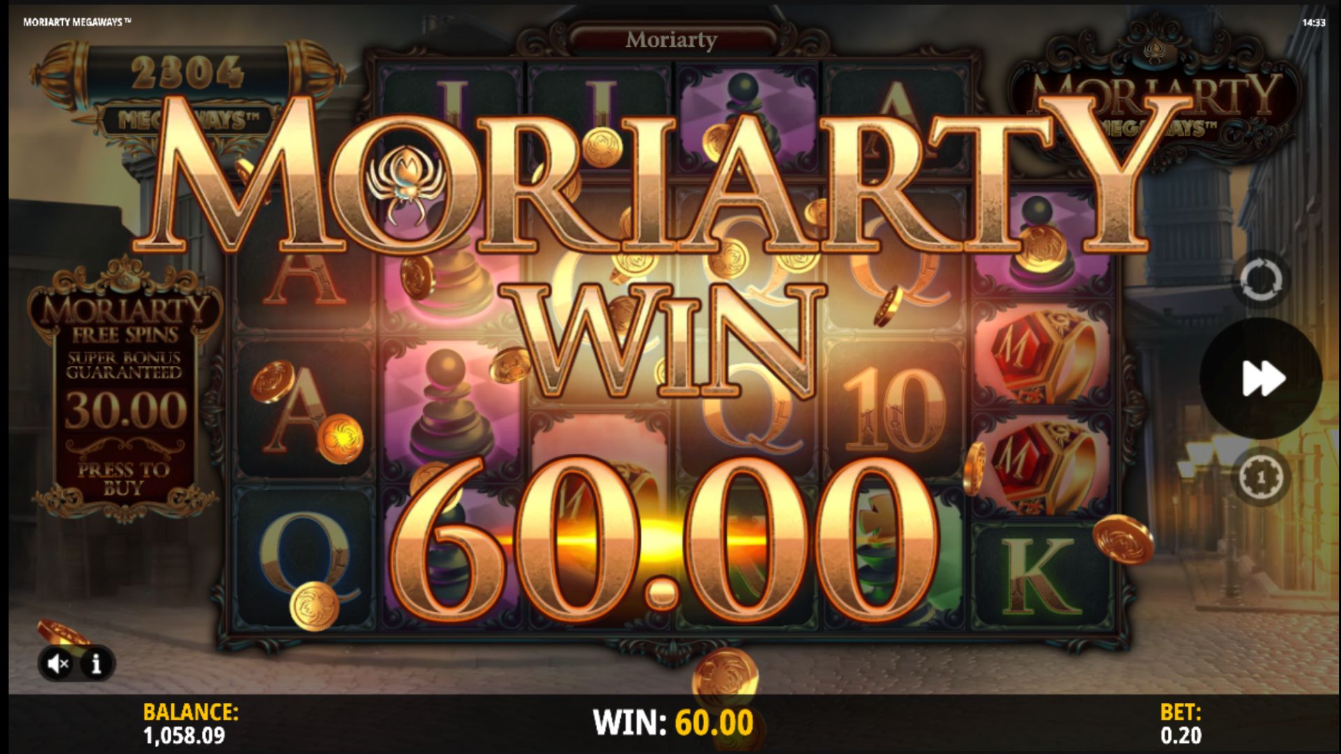 Moriarty Megaways pokie screenshots