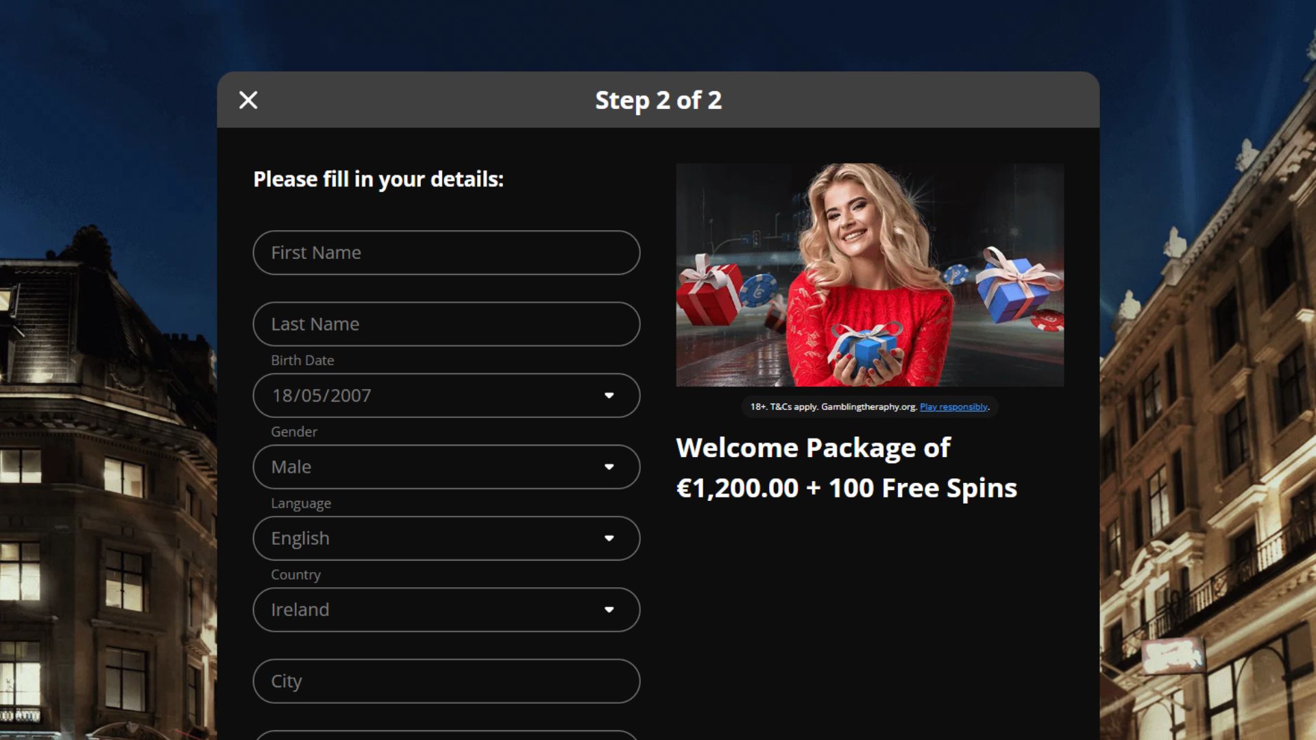 bCasino registration