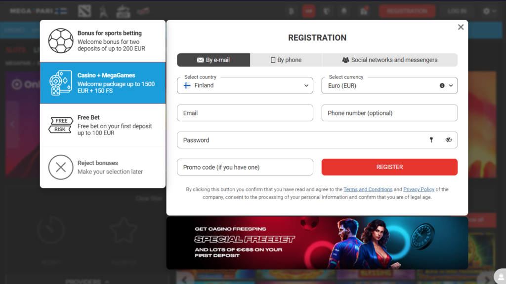 Megapari signup