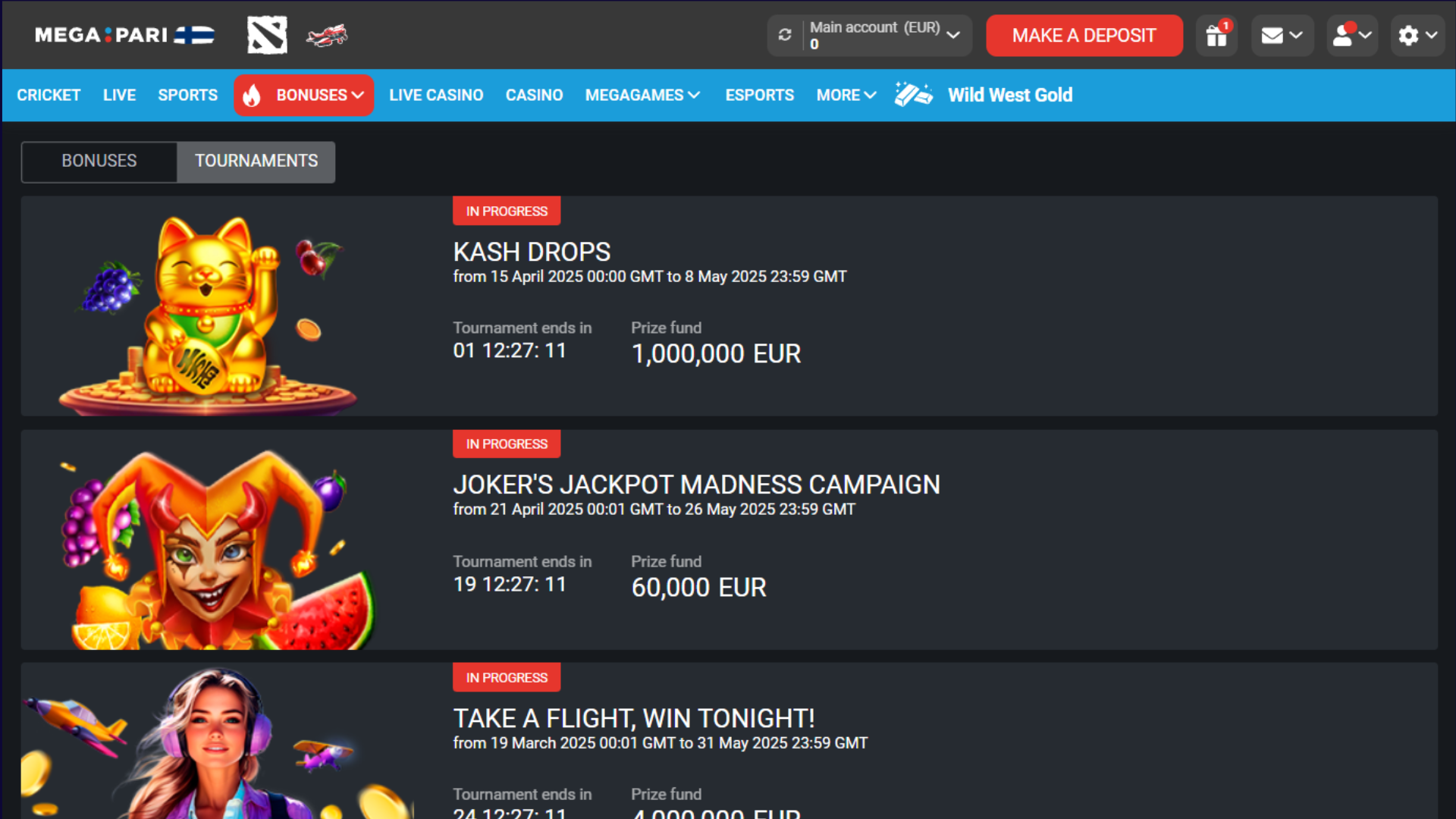 Megapari tournaments