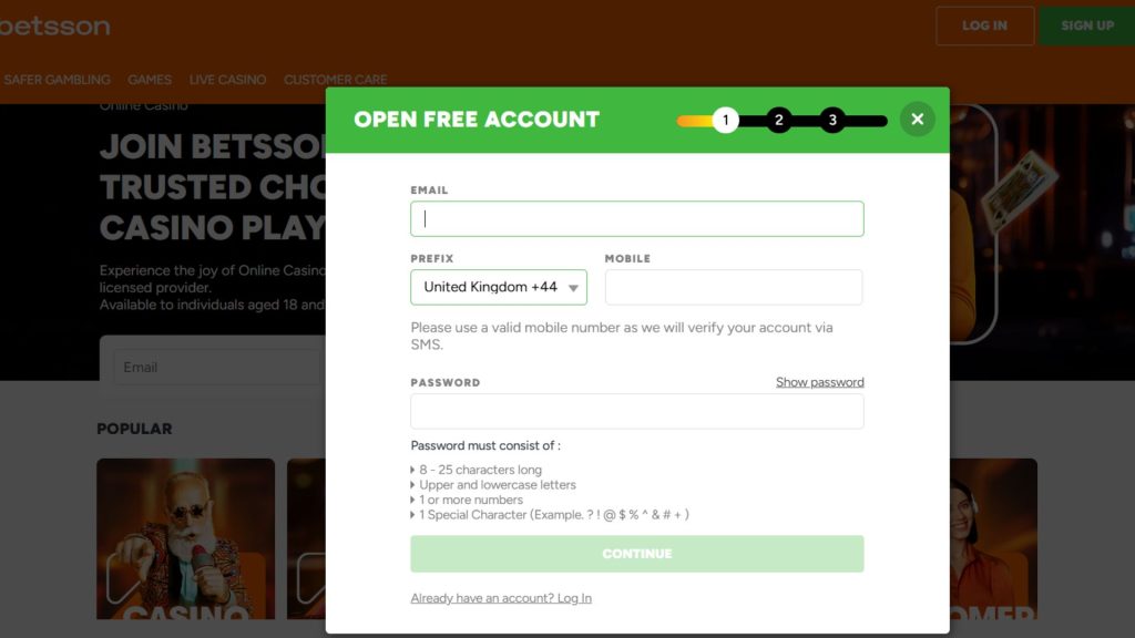 Betsson Signup
