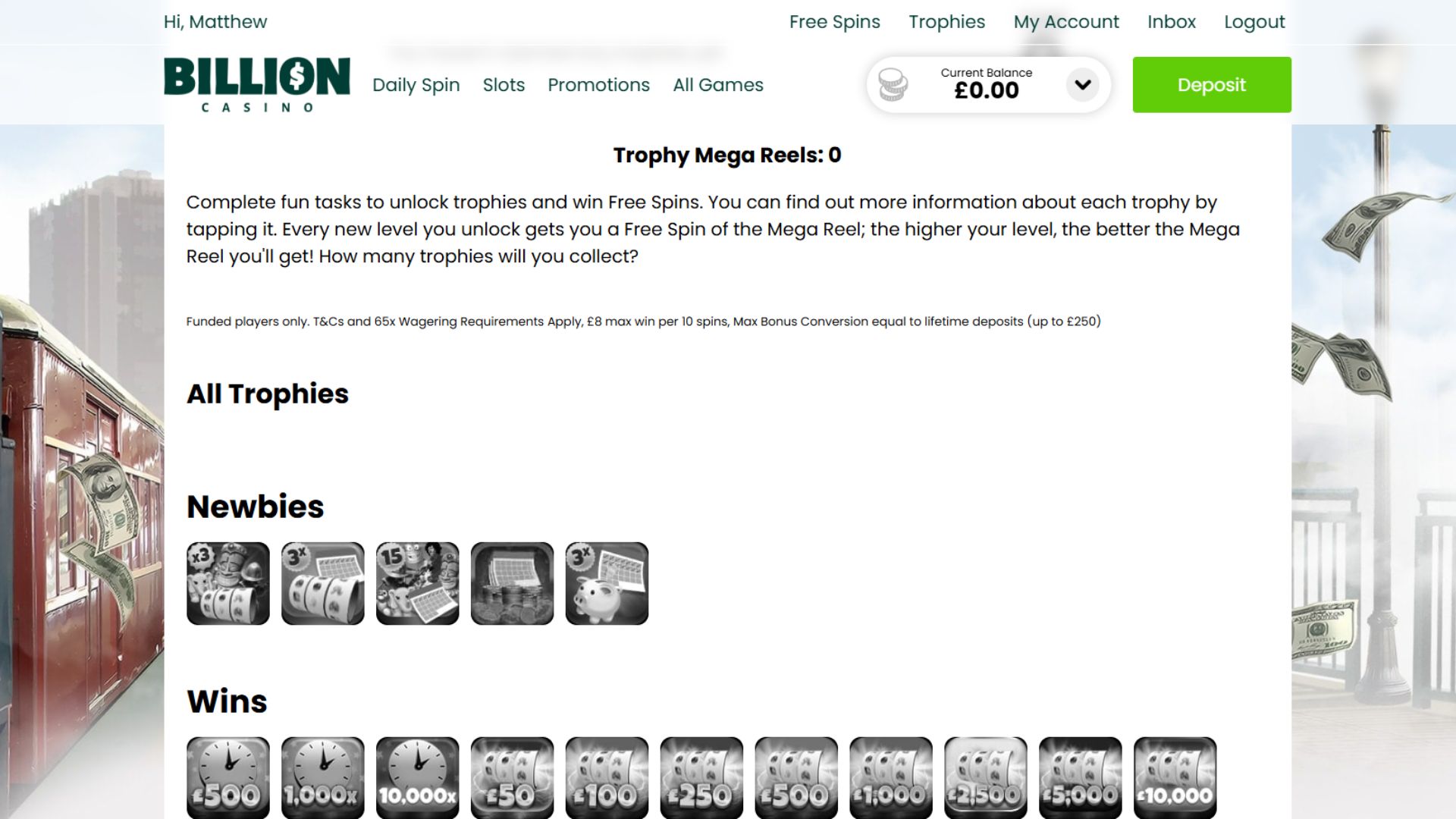 Billion Casino trophies