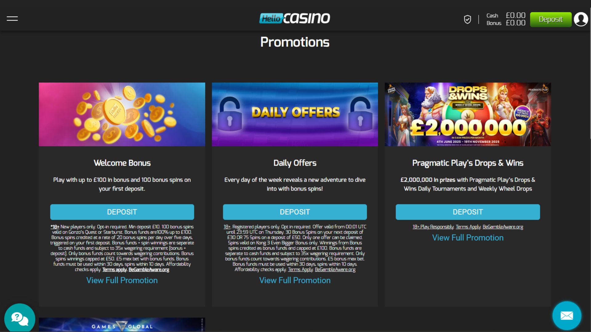 Hello Casino promotions