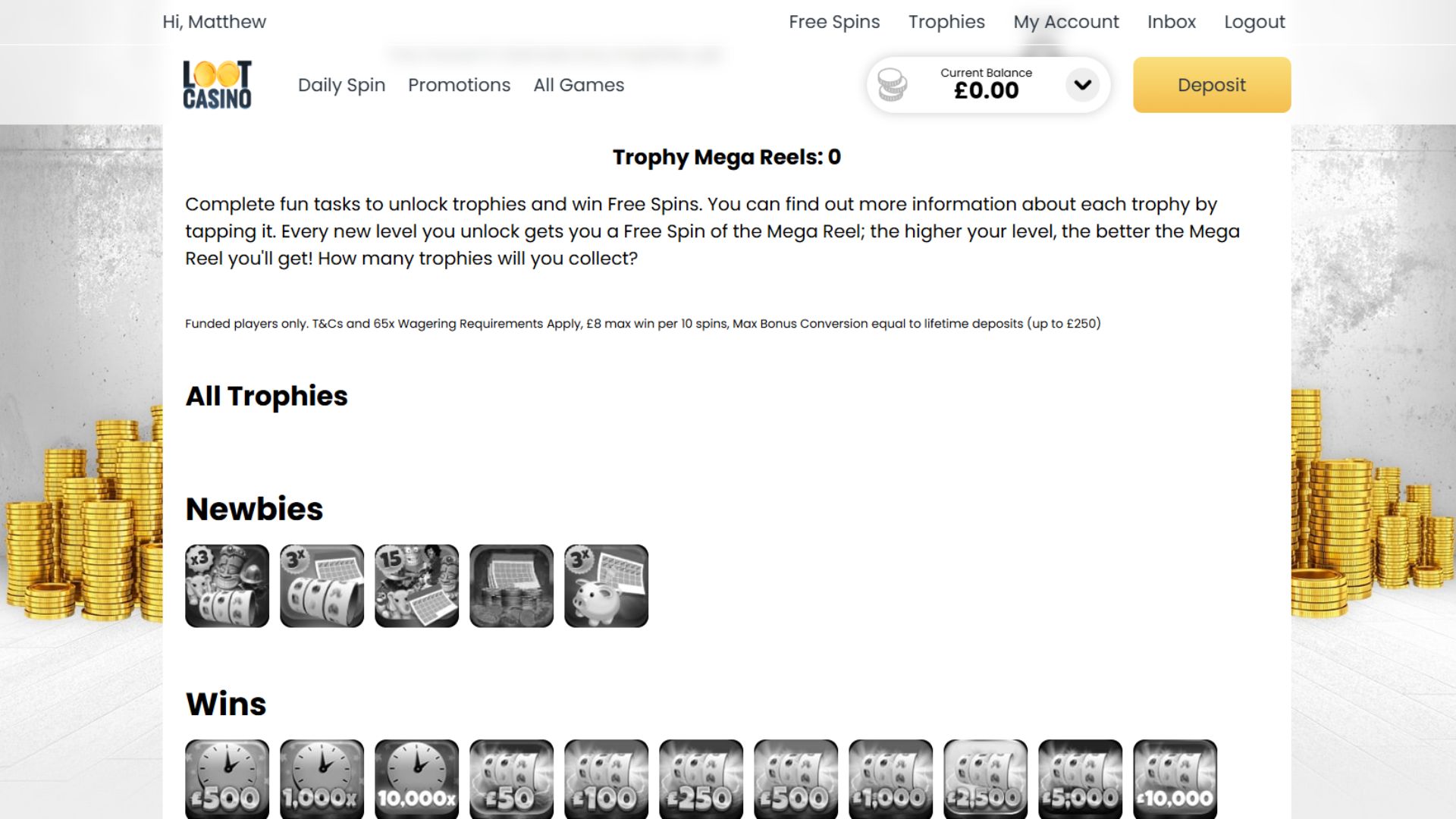 Loot casino trophies