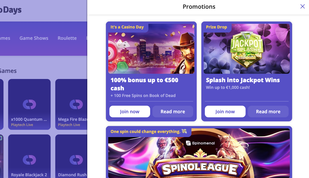 Casino Days Promos