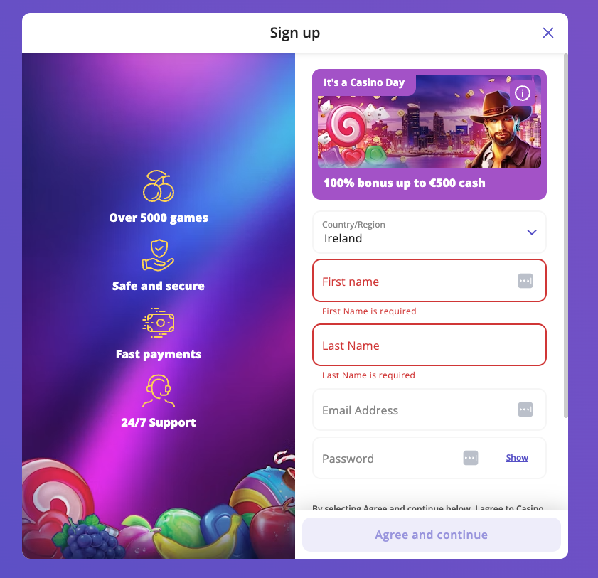 Casino Days Sign Up 1
