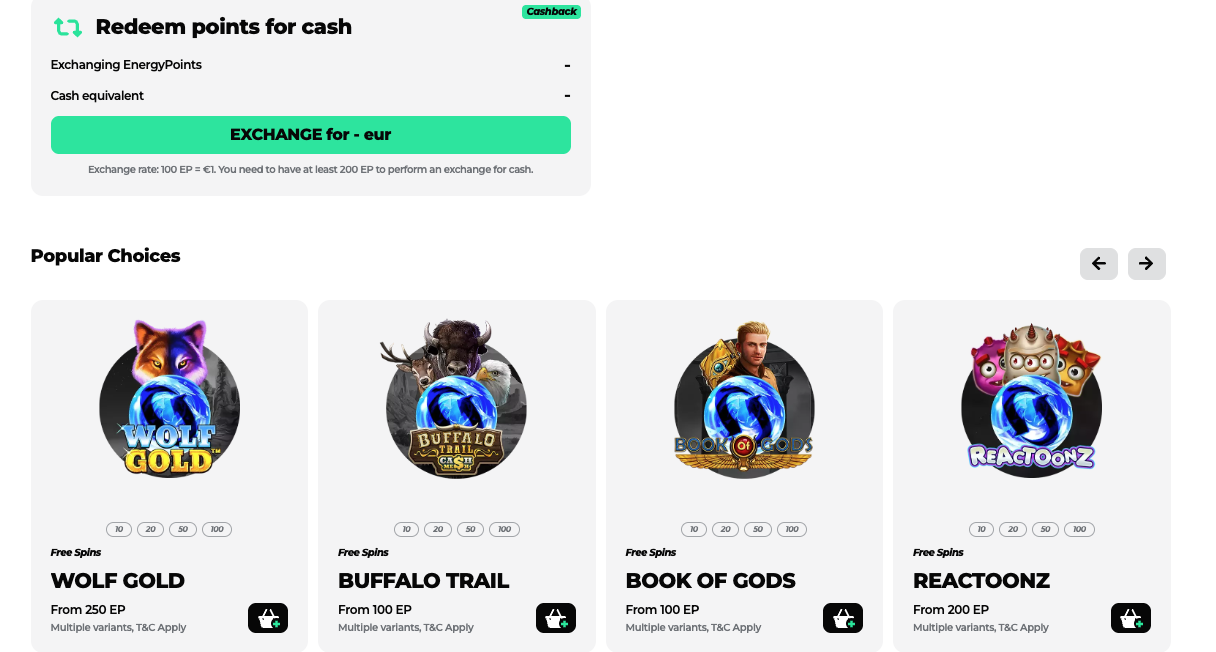 Energy Casino Points